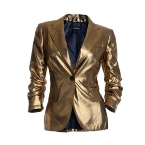 Bebe Women's 3/4 Ruched Sleeve One Button Blazer